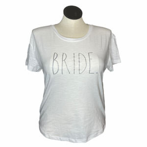 Rae Dunn Size M Bride Tee Silver Font T-Shirt Wedding Bridal Shower Bachelorette